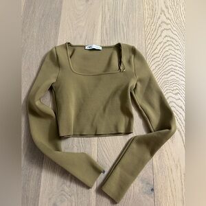 Zara Mustard Long Sleeve crop top